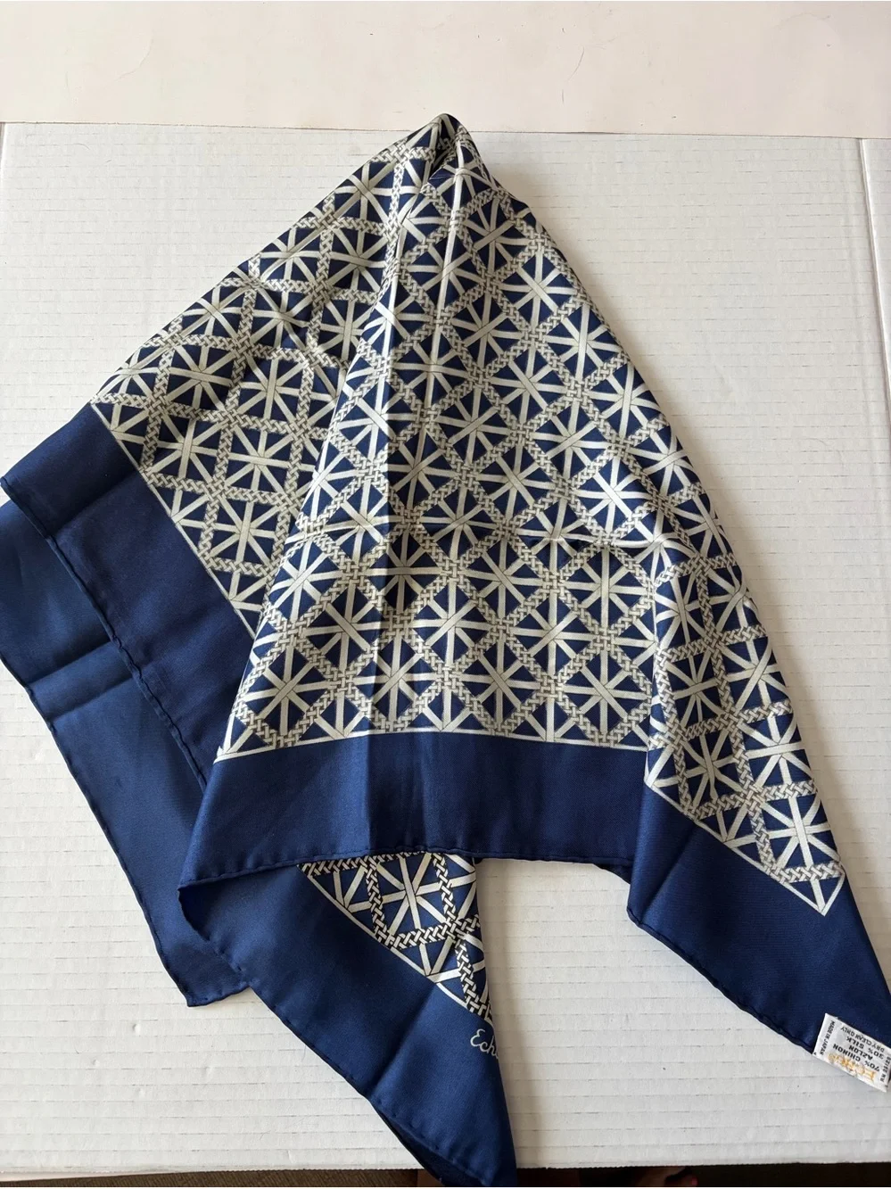 Echo vintage silk blend geometric print scarf